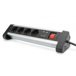 PDU 4 way office socket strip with 2x USB ports