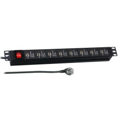 PDU 1U socket strip 16 x USB with switch Black