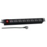 PDU 1U socket strip 16 x USB with switch Black