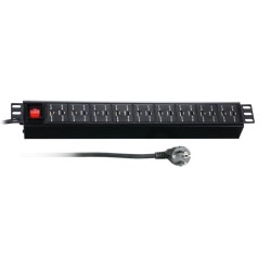 PDU 1.5U socket strip 18 x USB with switch Black