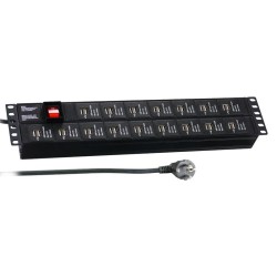 PDU 2U socket strip 32 x USB with switch Black