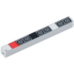 PDU 1U socket strip 6 x C19 3 phase Plug CEE 16A red