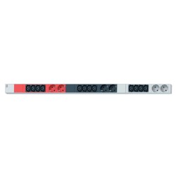 PDU socket strip vertical 12 x C13 6 x CEE7 3 3 phase red