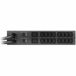 APC AP4424A Netshelter Rack automatische overdrachtsschakelaar, 2U, 32A, 230V, 2 IEC 309 IN, 16 C13, 2 C19 OUT, 50/60 Hz
Front